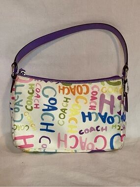 Coach Y2K Scribble Logo Small Baguette Bag - Multi-Color/Purple